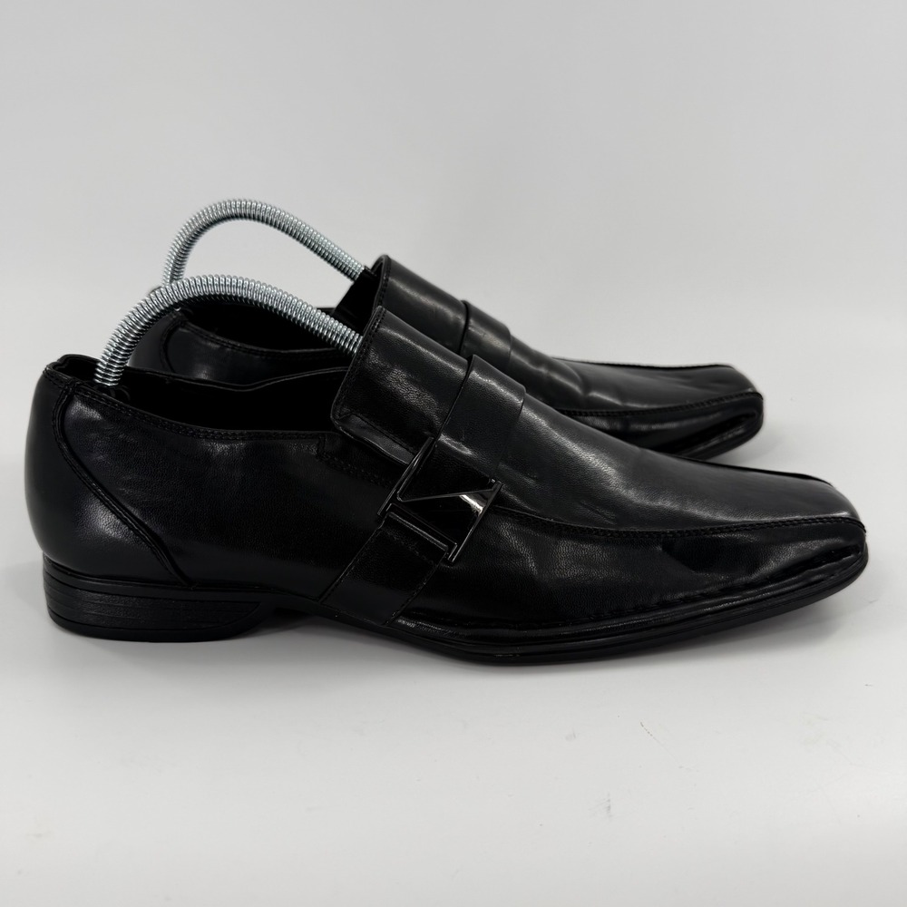 Bruno Marc Giorgio-3 Mens Black Square Toe Slip On Loafers Dress Shoes Size 10.5